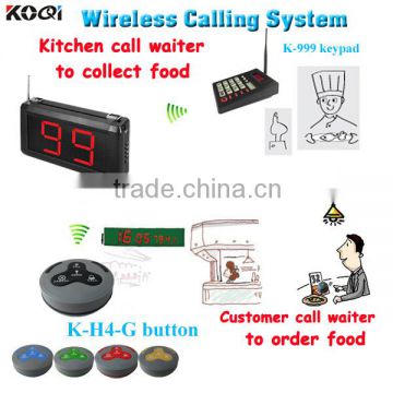 K-302+K-999+K-H4-G Kitchen Long Range Wireless Restaurant Pager Waiter Buzzer Call System