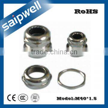 SAIPWELL M40*1.5 IP68 M Type Electrical Brass Plating Nickel Waterproof Metal Cable Gland