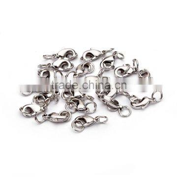 Nice 10mm Rhodium Plated Jewelry Lobster Claw Clasp Findings With 2pcs 5mm Open Jump Rings 20pcs per Bag for Jewelery Making photo-2