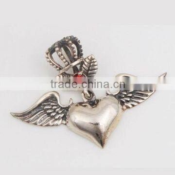 Exquisite "Wings Heart" 925 Silver Pendant for Wholesale, High Quality