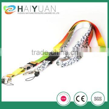 beautiful sublimation printing nylon lanyard with metal hook