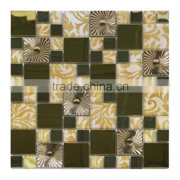 Hot sale alibaba china glass mixed stainless steel wall tile mosaic