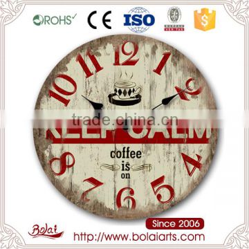 Red arabic numerals remain calm coffee time wall clock for flower shop