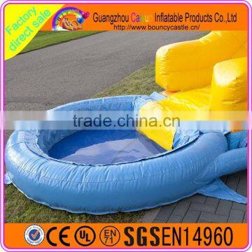 Whale design inflatable water slide with mini pool backyard