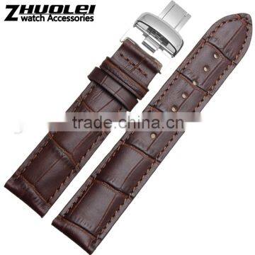 Durable Genuine Cowhide Leather Deployant Watch Band Strap Buckle Leather Strap Watch 19mm