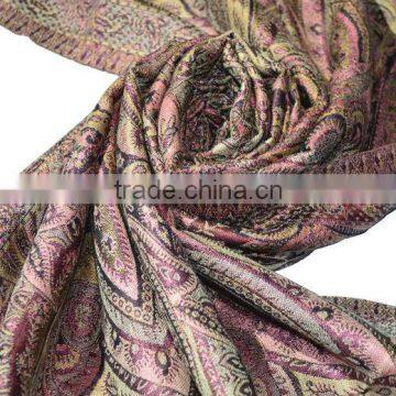 Silk Wool Paisley Pattern Jamavar Scarf