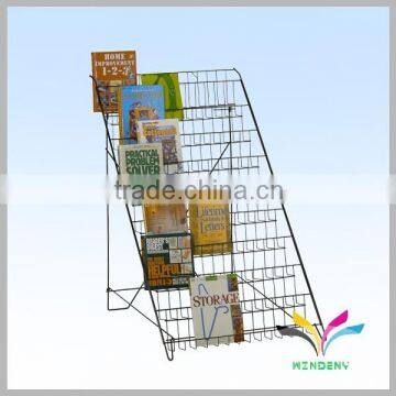 Made in China high quality decorative floor standing stable metal esd magazine rack