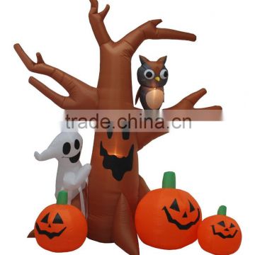 8FTHalloween Outdoor Scary Inflatable Dead Tree Ghost Pumpkins Spiders Lights