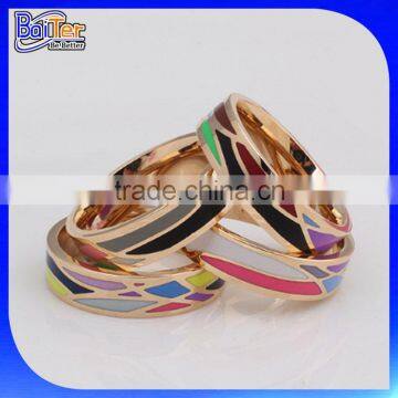 High Polished Stainless Steel Gold Enamel Ring With The Enamel