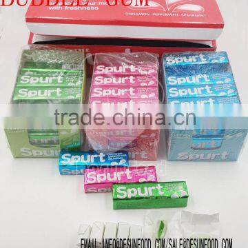 spurt mint chewing gum with fruit jam filling