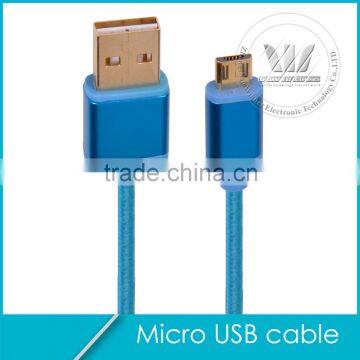 High Speed Cotton Braided Tangle-Free Micro USB Cable with Gold-Aluminum Connectors