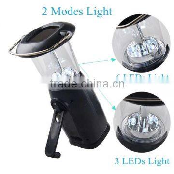 Rechargeable Plastic LED Solar Hand Cranking Dynamo Lantern photo-3