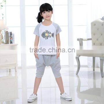 Gray casual kids outfits cute girl children clothing sets for 3-14 years girls