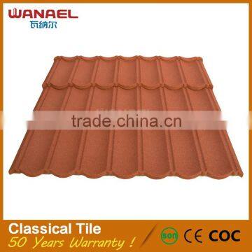Prefabricated Houses Stone Coated Metal Double Roman Roof Stone Spanish Decorative Red Blue Roof Tiles, Lightweight Roof Tile
