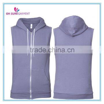 100% cotton french terry or fleece womens sleeveless hoody