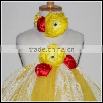 Lovely Baby Evening Dress With Lace Decoration Handmade Baby Long Dress With Assorted Headband