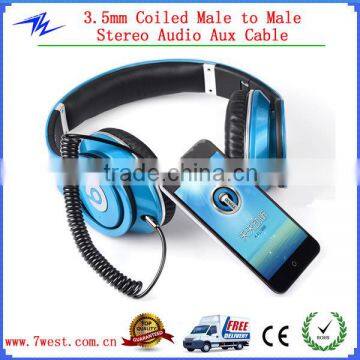 New 3.5mm Car Jack Male to Male Record Spring Stereo Audio AUX Cable for PC iPod MP3 CAR