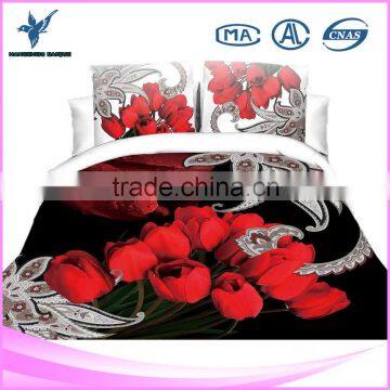 Wholesale Red Rose Cheap 3D Bedding Set