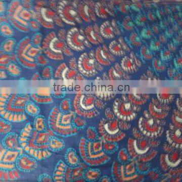 Indian Handmade silk fabric hand block printed rayon fabric girls sarong running fabric