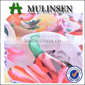 Shaoxing textile 100% Polyester woven chiffon floral dress fabric