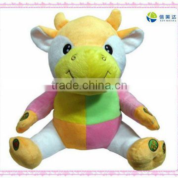 Plush colourful cow toy for baby