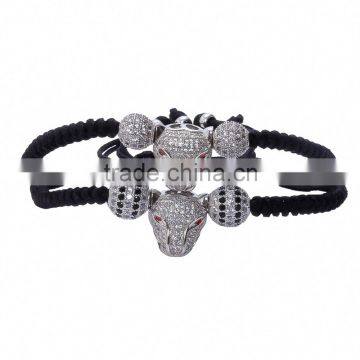 2016 Fashion Shambala Silver Ball Macrame Bracelet Leopard Charm Friendship Woven Bracelets for Men photo-5
