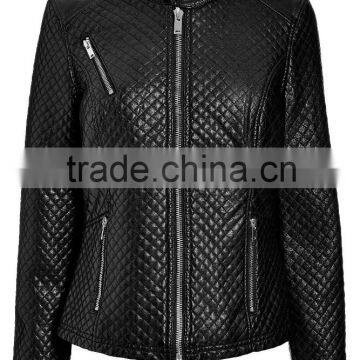 Black Mini Quilted PU Bomber For women