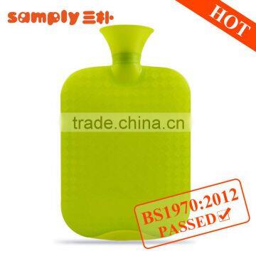 PVC hot-water bottle 1800ml big cross-hatched green leakproof Christmas gift