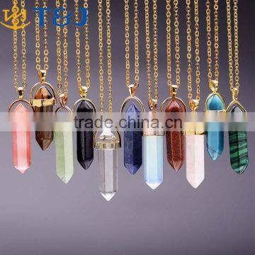 >>>Women Jewelry Natural Stone Bullet Shape Healing Point Pendant Necklaces Turquoise Crystal Stone Quartz Pendant Necklace/