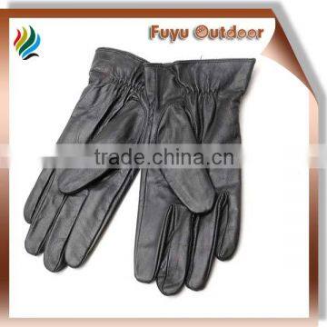 High-end Yiwu long black driving lambskin plain style lined Mens driving gloves