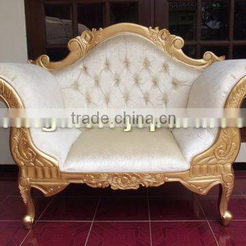 Gold Leaf Sofa with Upholstery - Home Furniture Indonesia - Finished Furniture