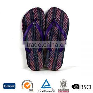 2016 newest design hot sale casual footwear slim strip printing violet V- strap mens massage slippers