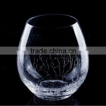 Hand blown whisky glass,stemless wine glass with decoration