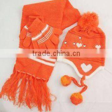 orange knitted scarf hat gloves manufacturer