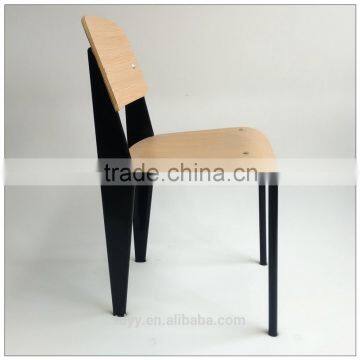 TDC-193-2 QVB HANGZHOU JIANDE TONGDA KOREA STYLE HPL VENEER BENTWOOD SEAT AND BACK BLACK POWED COATED STEEL FRAME DINING CHAIR