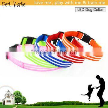 High Quality Colorful Webbing Fiber Optic Lighted Up Dog Collars