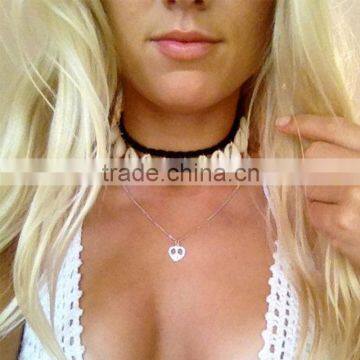 Fashion Necklaces Women Jewelry 2016 Suede Braided Black Rope Sea Shell Pendants Beachwear Choker Necklaces For Summer photo-6