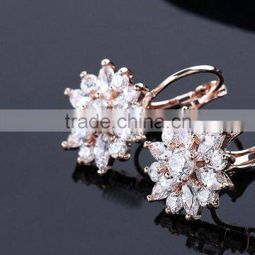 Korea Style Alloy High Polished Tiny Zircon Sun Flower Angel Earrings For Women