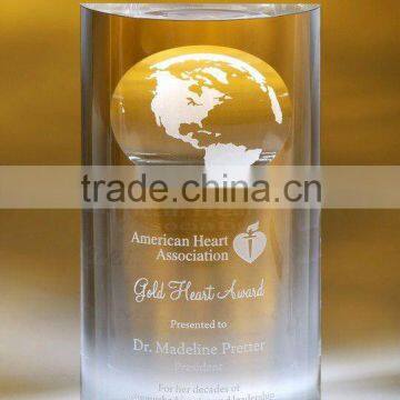 2013 years pure crystal globe trophy for souvenir and corporation display(R-0578