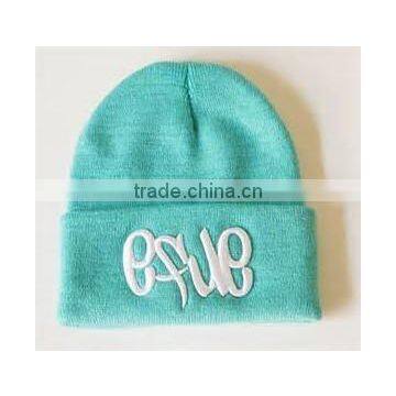 Knitted Hat Winter Hat Type and Female Gender 3D embrodiery custom beanie