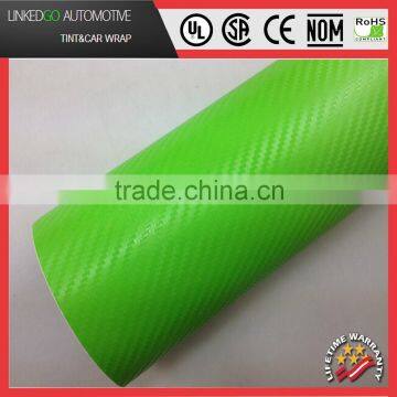 Fashion Vehicle Wrap 1.52*30m 3D Green self adhesive sticker promotional carbon fiber sheet