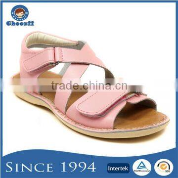 2016 Hot Selling Summer Beautiful Girls Pink X Strap Leather Sandals