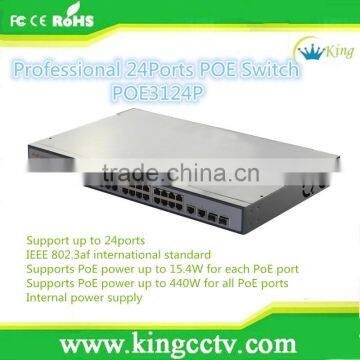 KingCCTV powerful poe solution POE3124P professional 24 ports poe switch