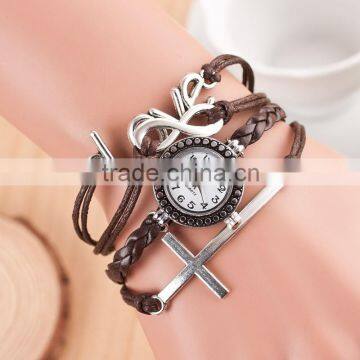 2015 Hot Sale Quartz Watch Genuine Leather Vintage Women Watches Cross Wristwatches Relogio Feminino Relojes mujer