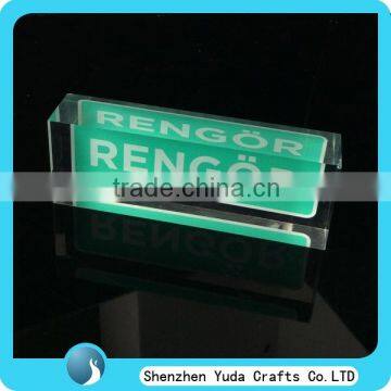 Thick acrylic printing block solid perspex block, plexiglass brand block with silkscreen logo