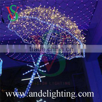 New Christmas across street LED decoration motif lights 3D Umbrella waterproof light