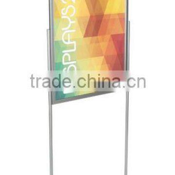 Floor Standing Sign Holder for 24" x 36" Poster, Double Sided, Clear Lenses, Silver