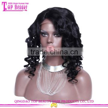 18 Inches Wholesale Price Qingdao Factory Loose Wave Side Part Lace Front Wig Brazilian Human Hair Wig