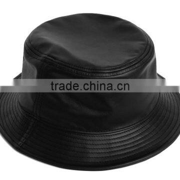 Black Leather Bucket Hat