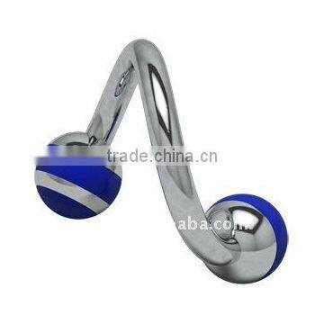 Titanium Duplex Carousel Spirals - Blue,body piercing eyebrow ring